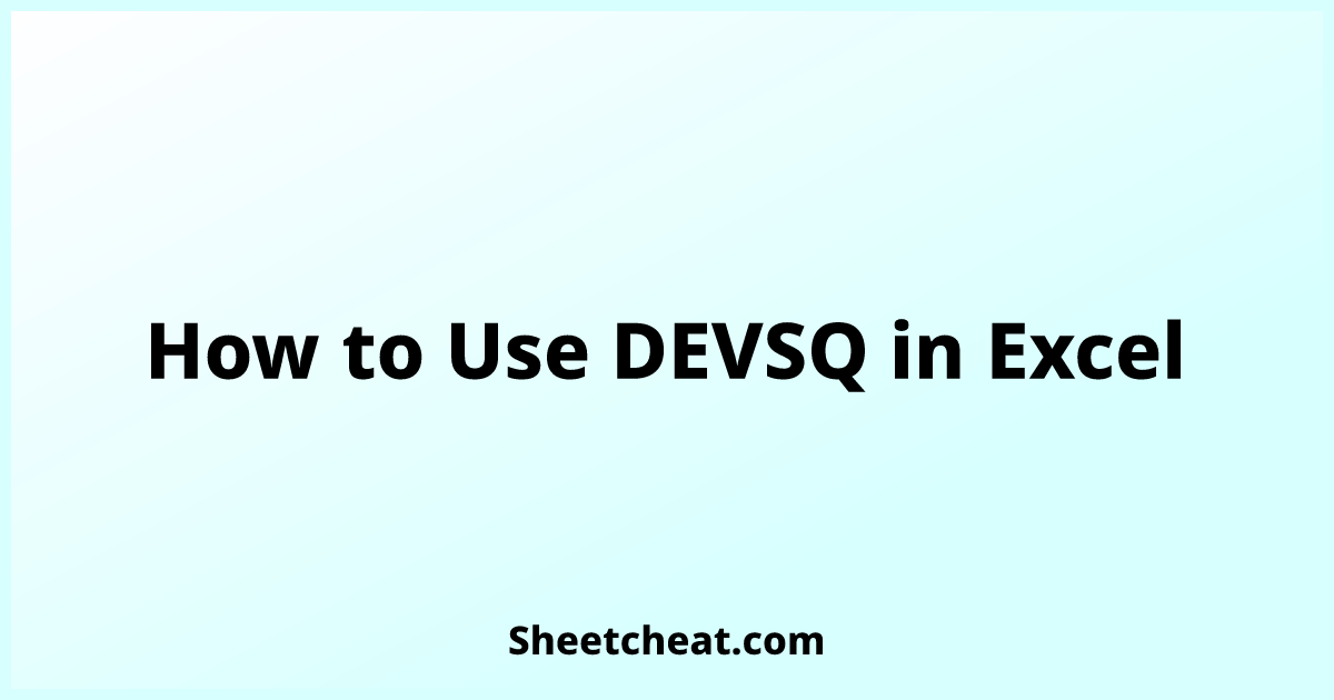 How To Use Devsq In Excel 4328