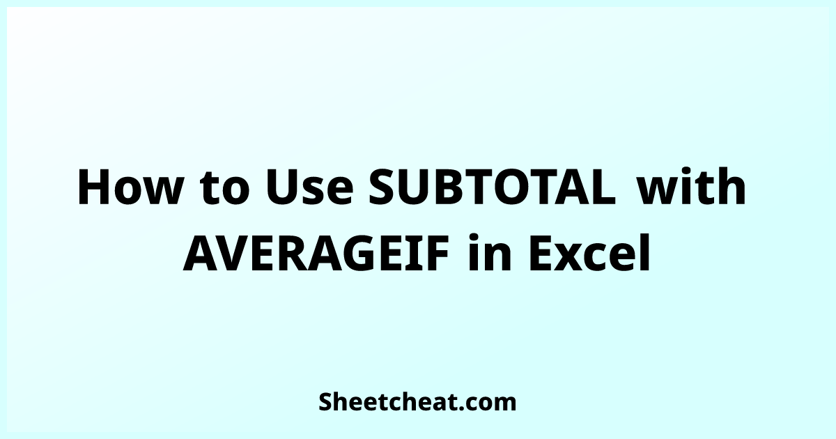 Average If In Excel